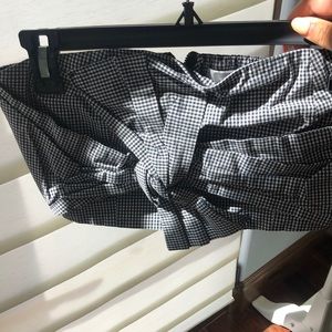 Gingham strapless crop top